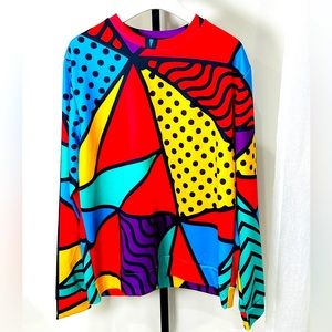 Bright Multi-colored Abstract Printed Sweatshirt Size L